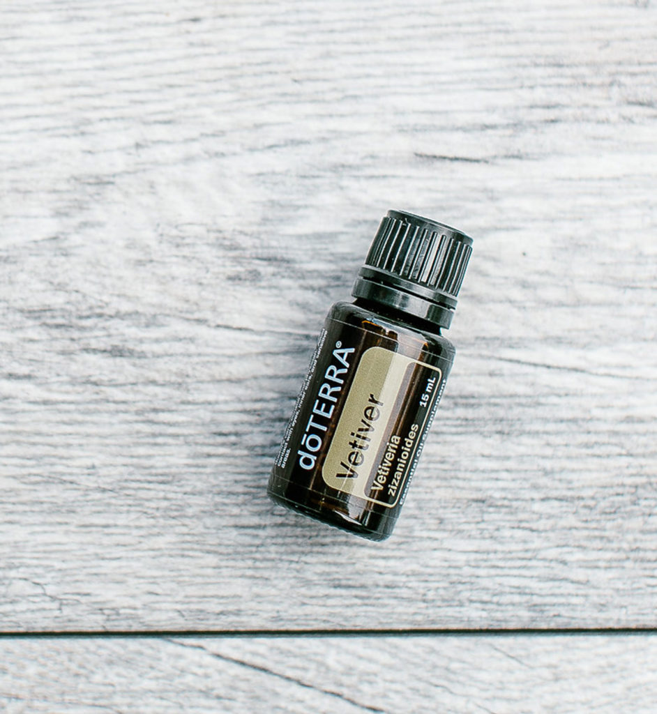 doTERRA vetiver essential oil bottle lying flat